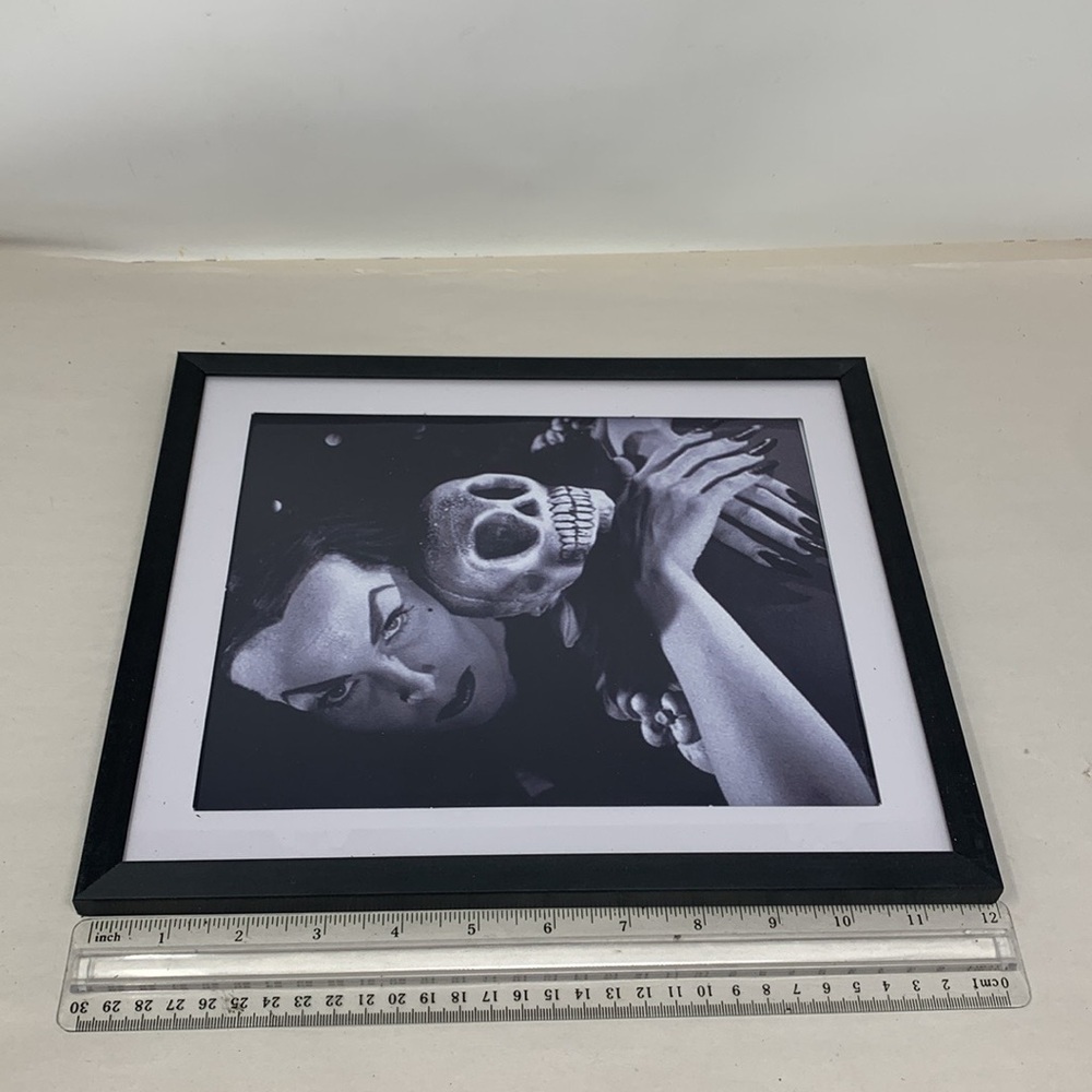 2 Vampira with skull heads Black and White Halloween Art Prints goth decor new - Picture 4 of 17